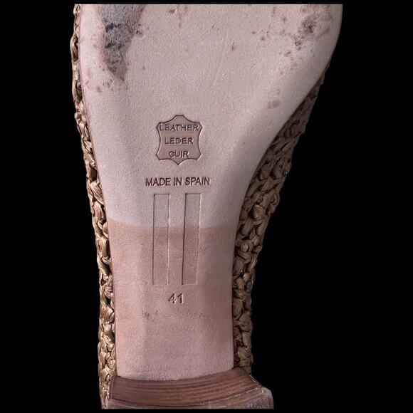 MIISTA Noa Women's Size 41 US 9-9.5 Woven Raffia Pump Stacked Heel Square Toe - Picture 12 of 12